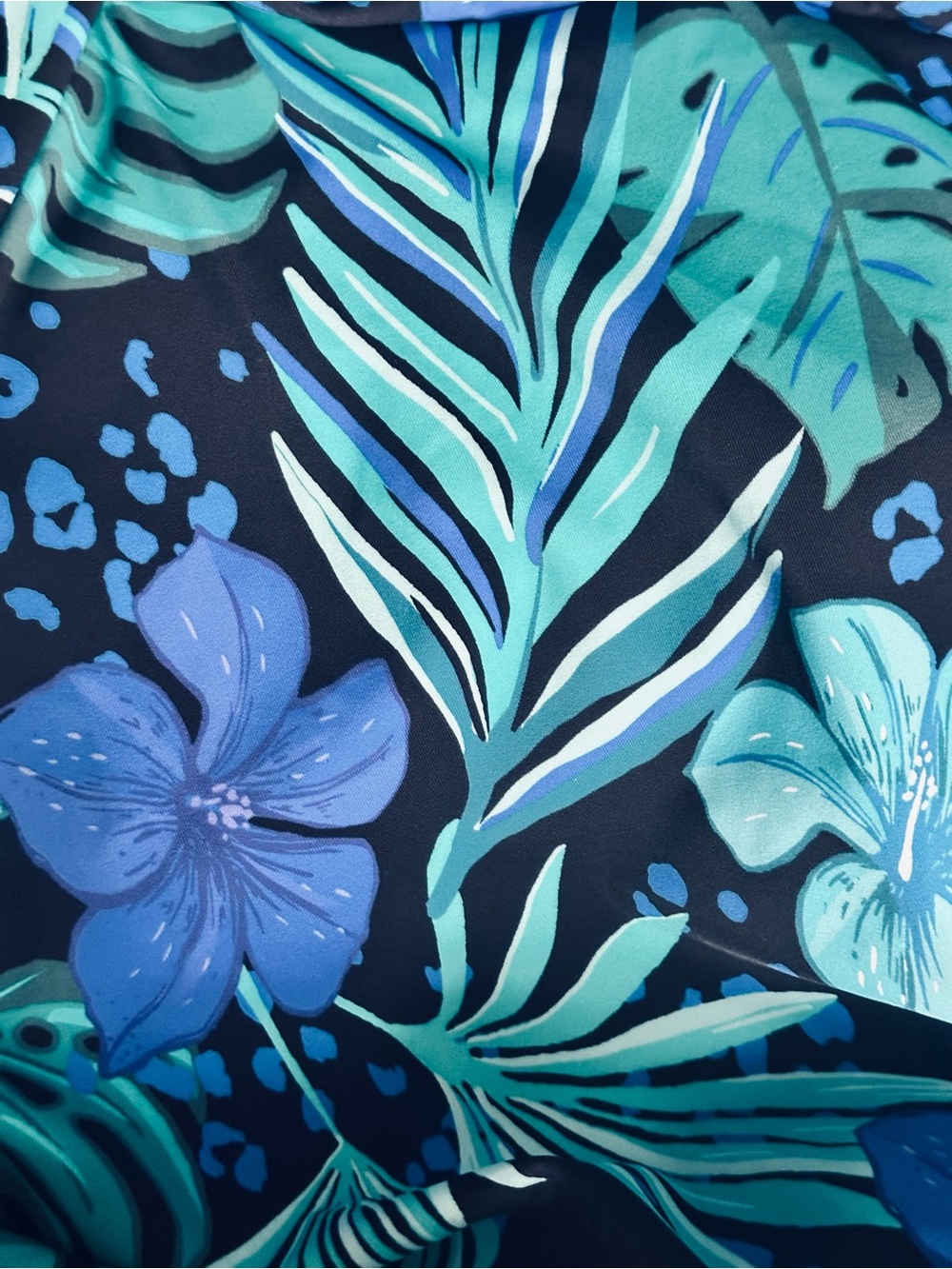 NWT Swimsuits For All High Neck Wrap Swimdress Blue Hawaiian Floral Size 18 - Picture 6 of 10